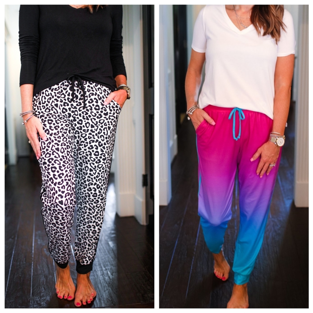 Ombre and Leopard Jogger Pants Large